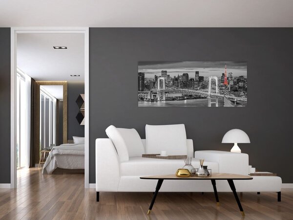 Tablou - Oraș mare cu un turn roșu (120x50 cm)