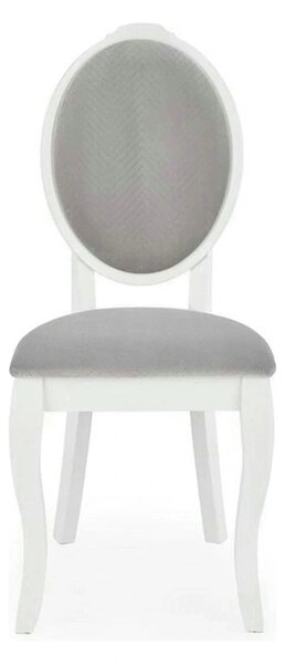 Scaun alb cu gri VELO, gri/alb, stofa catifelata/lemn, 44x53x96 cm