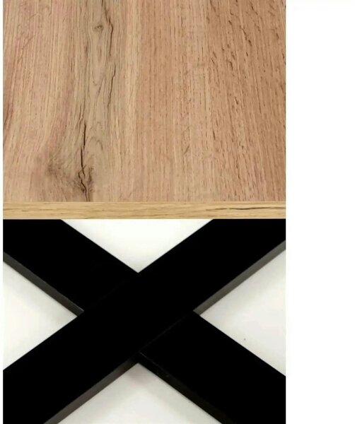Masuta cafea Cross, stejar wotan/negru, PAL furniruit, 67x67x50 cm
