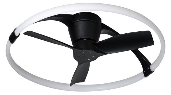 Ventilator de tavan cu LED Nepal Mini, cu aplicație, negru/alb - Mantra Mantra Iluminación, Nepal Mini, reglabil, Negru, Camera de zi, Metal, Modern