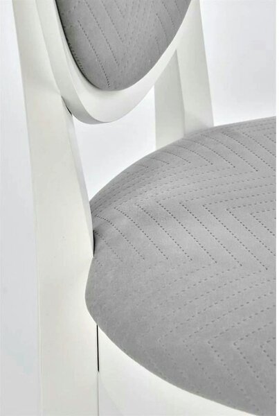 Scaun alb cu gri VELO, gri/alb, stofa catifelata/lemn, 44x53x96 cm