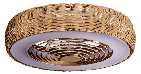 Ventilator de tavan cu LED Kilimanjaro, CCT, ratan - Mantra Mantra Iluminación, Kilimanjaro, reglabil, Lemn, Camera de zi, Lemn