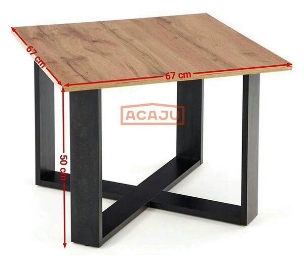 Masuta cafea Cross, stejar wotan/negru, PAL furniruit, 67x67x50 cm