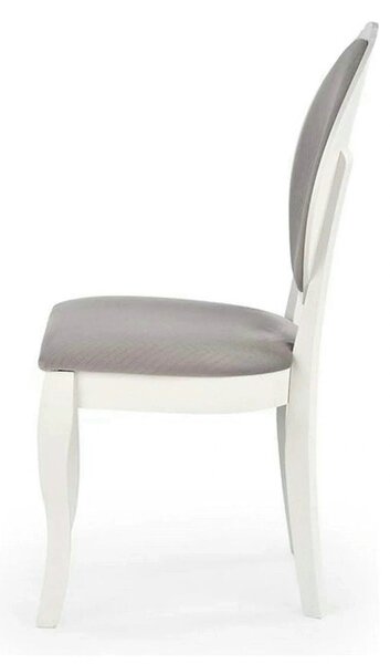 Scaun alb cu gri VELO, gri/alb, stofa catifelata/lemn, 44x53x96 cm