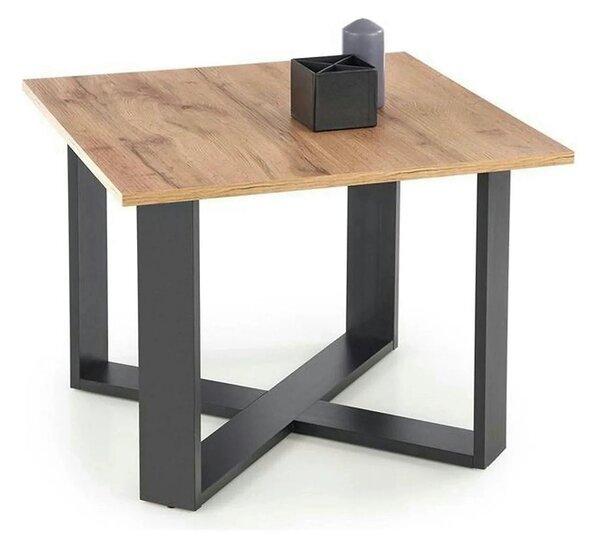 Masuta cafea Cross, stejar wotan/negru, PAL furniruit, 67x67x50 cm