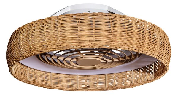 Ventilator de tavan cu LED Kilimanjaro, CCT, ratan - Mantra Mantra Iluminación, Kilimanjaro, reglabil, Lemn, Camera de zi, Lemn