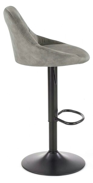 Scaun de bar rotativ H101, stofa catifelata gri - Bluvel 14, 47x45x106 cm