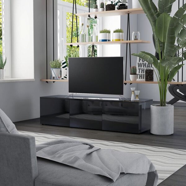 Comodă TV, negru extralucios, 120 x 34 x 30 cm, PAL