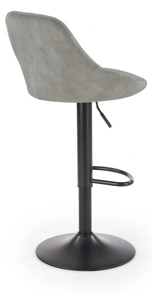 Scaun de bar rotativ H101, stofa catifelata gri - Bluvel 14, 47x45x106 cm
