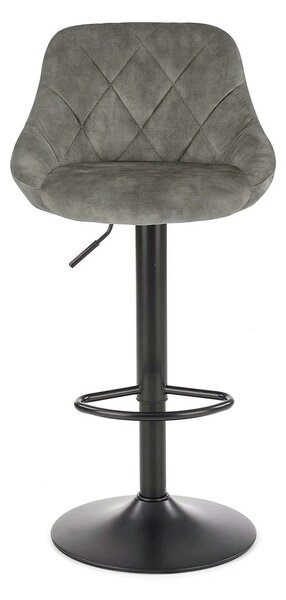 Scaun de bar rotativ H101, stofa catifelata gri - Bluvel 14, 47x45x106 cm