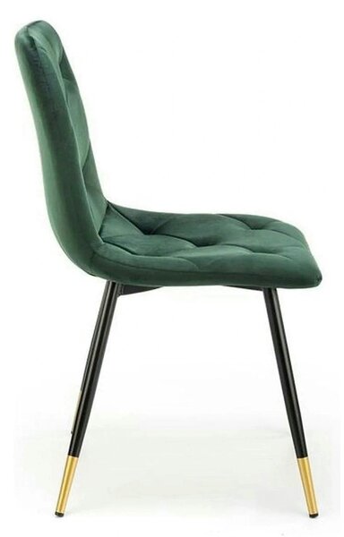 Scaun K438, verde inchis/negru, stofa catifelata/metal, 45x50x86 cm