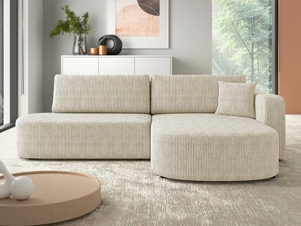 Colțar TrendyNest Infa, Funcția de dormit, Spațiu de depozitare, 252x175x82cm, 111 kg, Picioare: Plastic