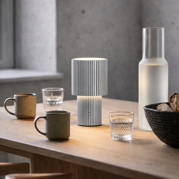 Lampă de masă Herstal, Iluma, reglabil, Metalic, Camera de zi, Aluminiu, Modern