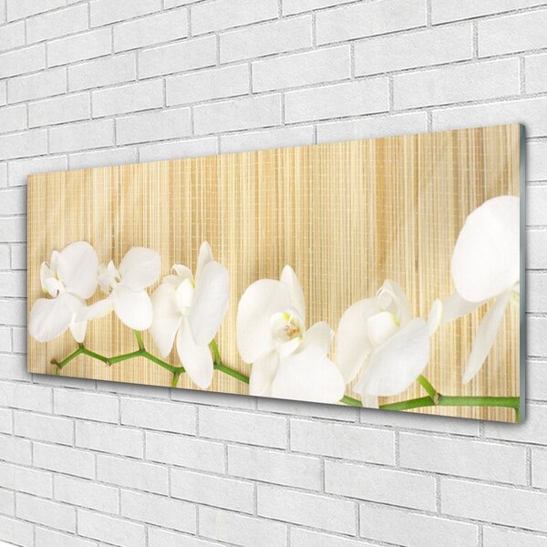 Tablou pe sticla Flori Floral alb