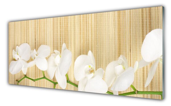 Tablou pe sticla Flori Floral alb