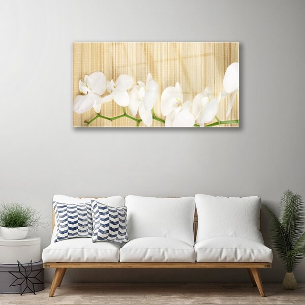 Tablou pe sticla Flori Floral alb