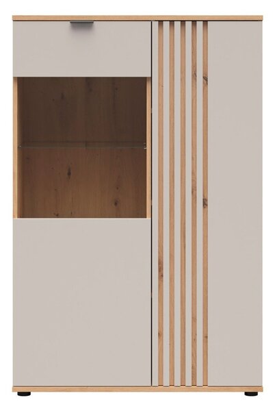 Bufet Venvou 101, Cașmir, Stejar artizan, MDF, PAL laminat, Sticlă, 137x90x40cm, 55.6 kg