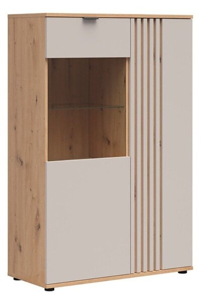 Bufet Venvou 101, Cașmir, Stejar artizan, MDF, PAL laminat, Sticlă, 137x90x40cm, 55.6 kg