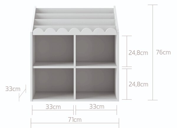 Biblioteca pentru copii BOOK NOOK SNOW 71x76 cm, alba