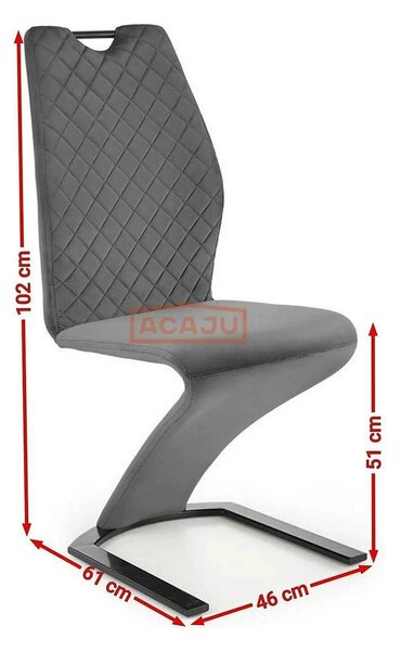 Scaun K442, gri/negru, stofa catifelata/metal, 46x61x102 cm