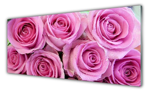 Panou sticla bucatarie Trandafiri roz Floral