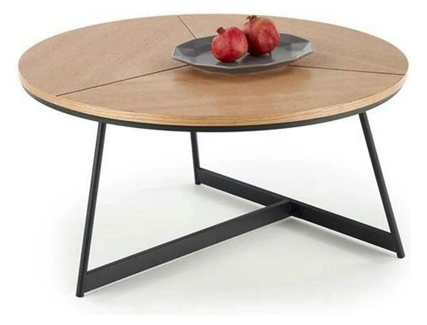 Masuta cafea KARIDA, stejar natural/negru, 80x80x41 cm