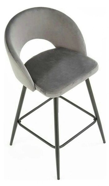 Scaun bar H96, gri/negru, stofa/otel, 48x49x89 cm