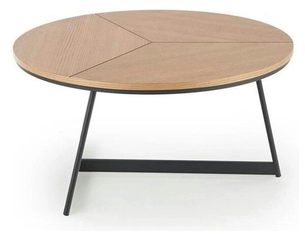 Masuta cafea KARIDA, stejar natural/negru, 80x80x41 cm