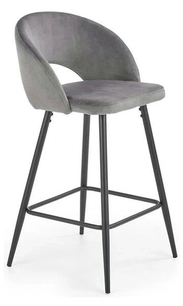 Scaun bar H96, gri/negru, stofa/otel, 48x49x89 cm