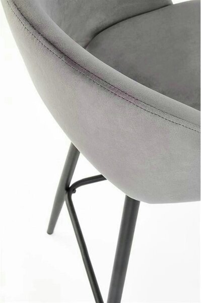 Scaun bar H96, gri/negru, stofa/otel, 48x49x89 cm