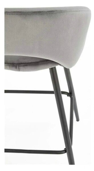 Scaun bar H96, gri/negru, stofa/otel, 48x49x89 cm