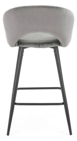 Scaun bar H96, gri/negru, stofa/otel, 48x49x89 cm