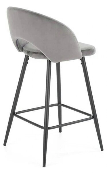 Scaun bar H96, gri/negru, stofa/otel, 48x49x89 cm