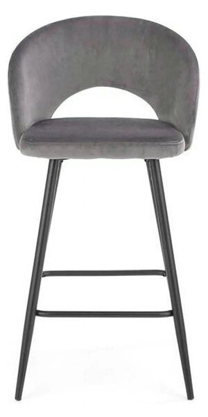 Scaun bar H96, gri/negru, stofa/otel, 48x49x89 cm