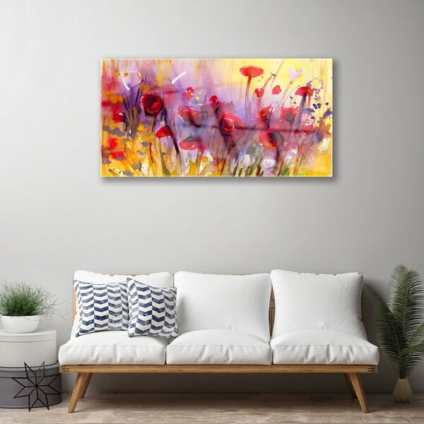 Tablou pe sticla Flori Art Multi