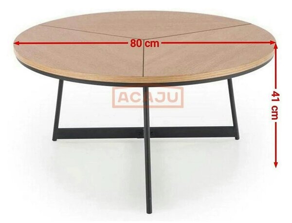 Masuta cafea KARIDA, stejar natural/negru, 80x80x41 cm