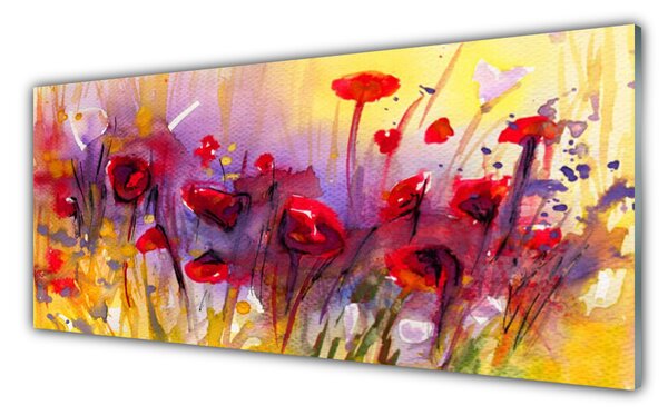 Tablou pe sticla Flori Art Multi