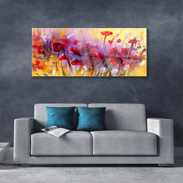 Tablou pe sticla Flori Art Multi