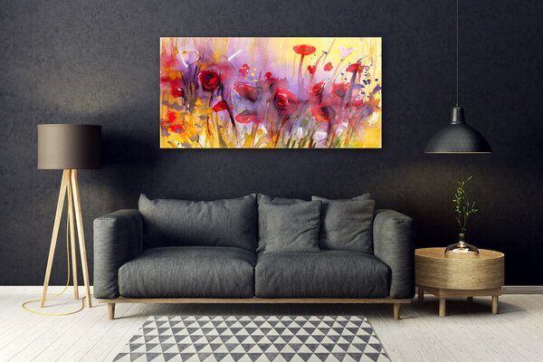 Tablou pe sticla Flori Art Multi