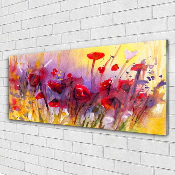 Tablou pe sticla Flori Art Multi