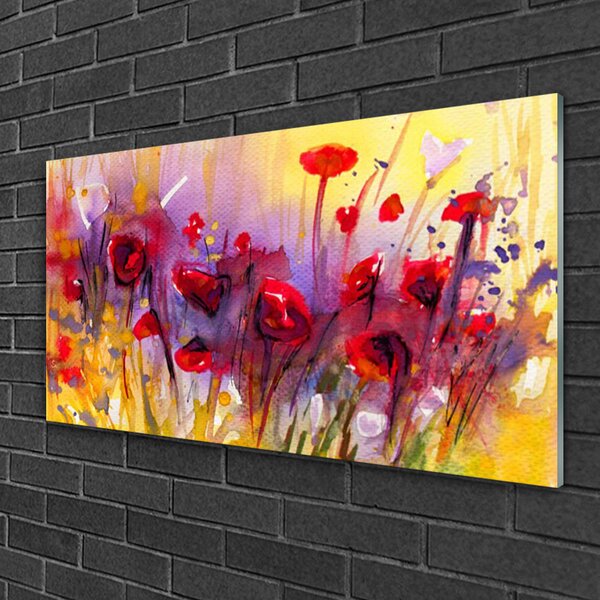 Tablou pe sticla Flori Art Multi