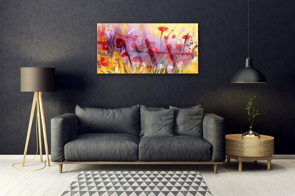 Tablou pe sticla Flori Art Multi