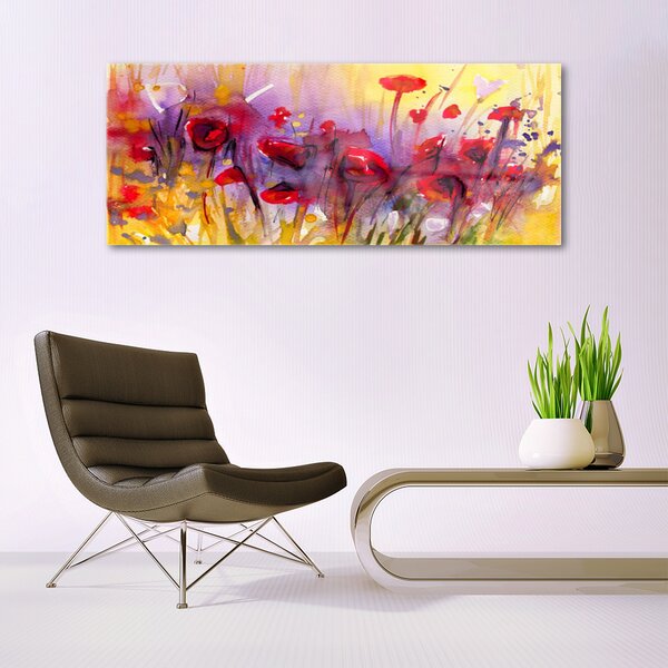 Tablou pe sticla Flori Art Multi