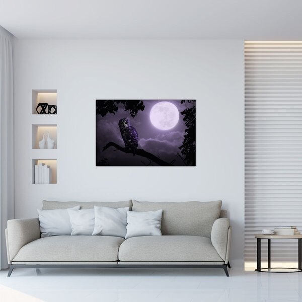 Tablou - Bufniță de noapte, violet (90x60 cm)