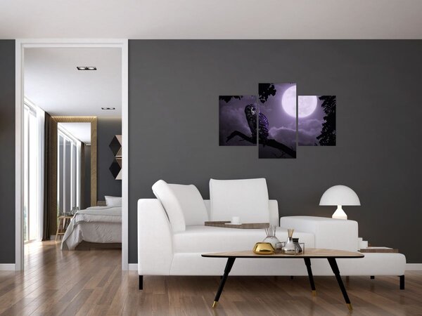 Tablou - Bufniță de noapte, violet (90x60 cm)