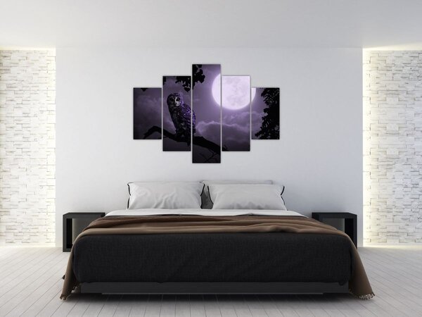 Tablou - Bufniță de noapte, violet (150x105 cm)