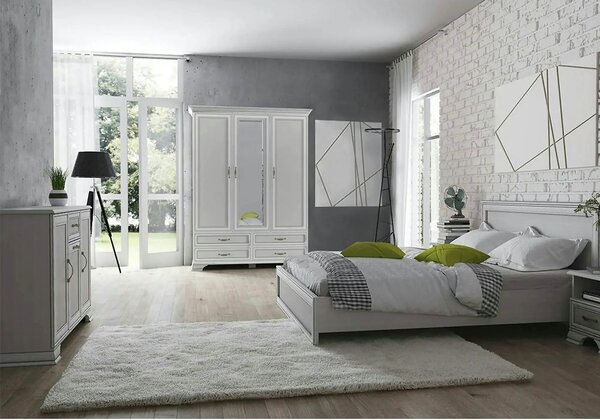Dulap TIFFANY II, grej, PAL laminat, cu 3 usi si 4 sertare, 159x63x212