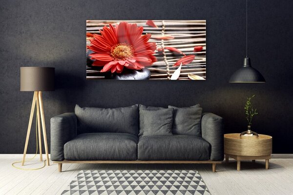 Tablou pe sticla Florale flori Roșu Galben