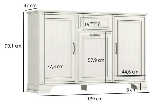 Mobilier sufragerie clasic TIFFANY II-5, grej, PAL laminat, 4 piese