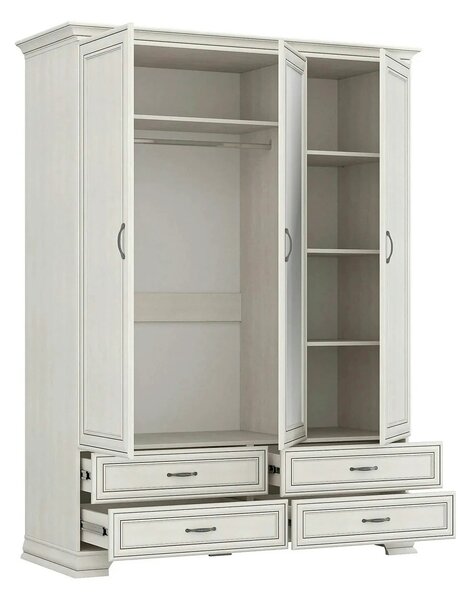 Dulap TIFFANY II, grej, PAL laminat, cu 3 usi si 4 sertare, 159x63x212